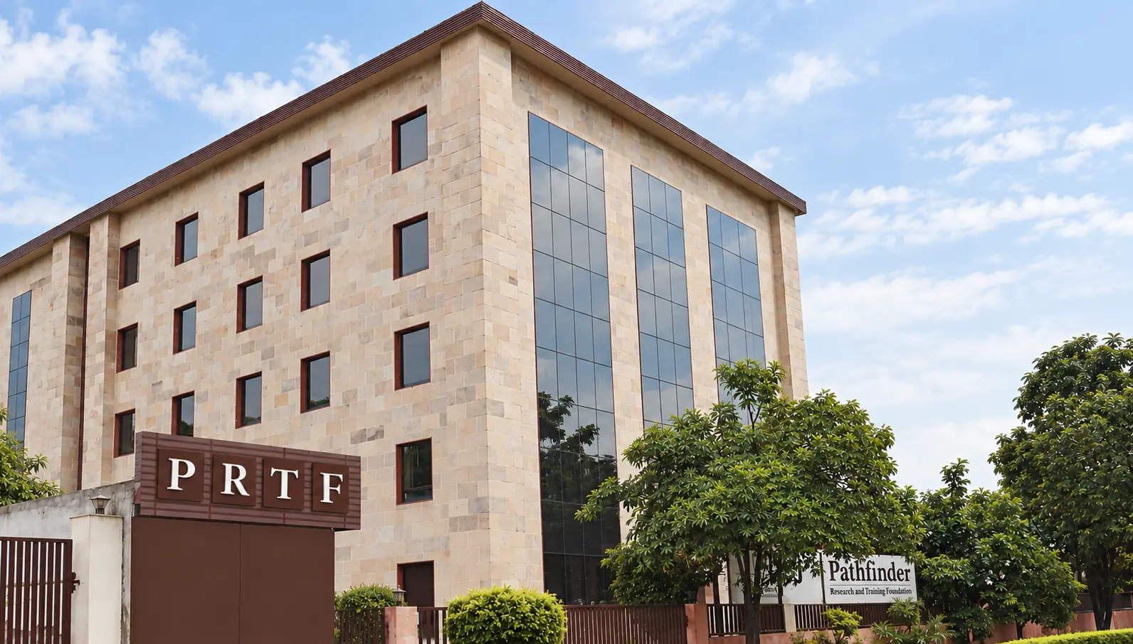The PRTF School of Management building and gate at Knowledge Park III, Greater Noida
