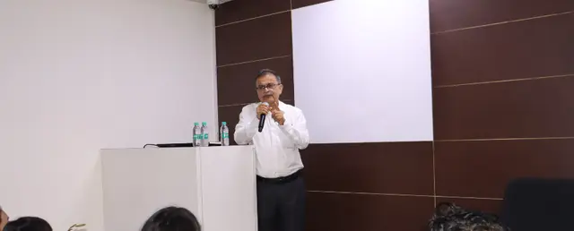 An industry speaker giving a guest lecture to PRTF students